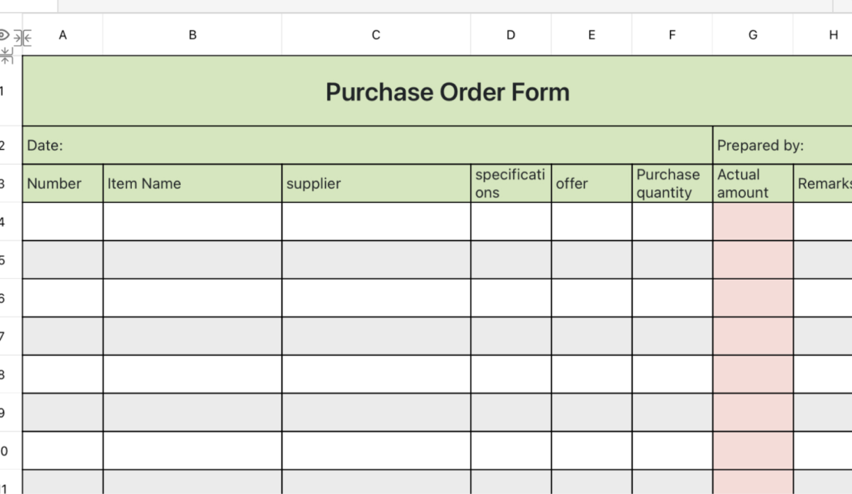 Purchase order form 1